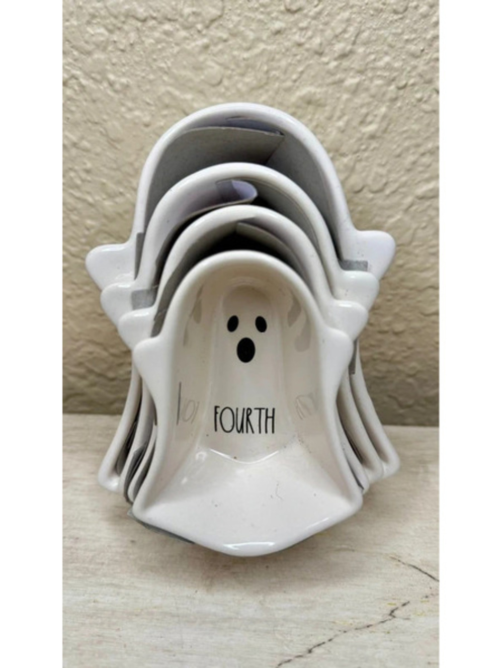 Rae Dunn Ghost Measuring Cups Set 4 Ceramic Halloween